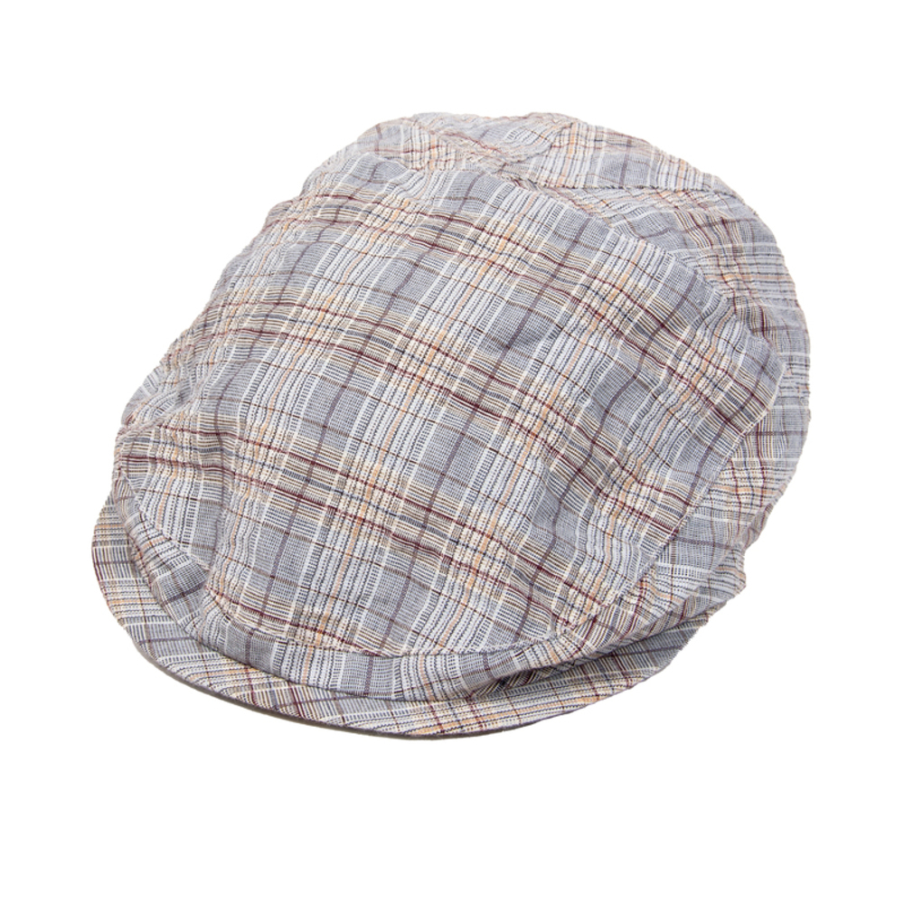 GREVI GRAY & SKY BLUE, CHECK PRINT IVY CAP | MENS SIZE S